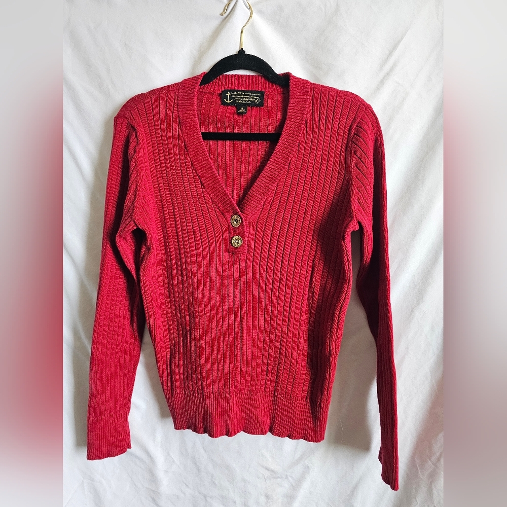 Ralph Lauren red button up sweater Size Medium